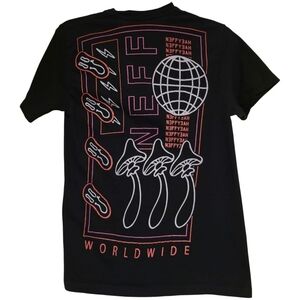 Neff Black Tee Neon Graphics Unisex Small 100% Cotton